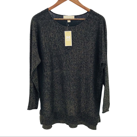 MICHAEL KORS Black Gold Sparkle Sweater X-LargeNWT - Picture 1 of 6